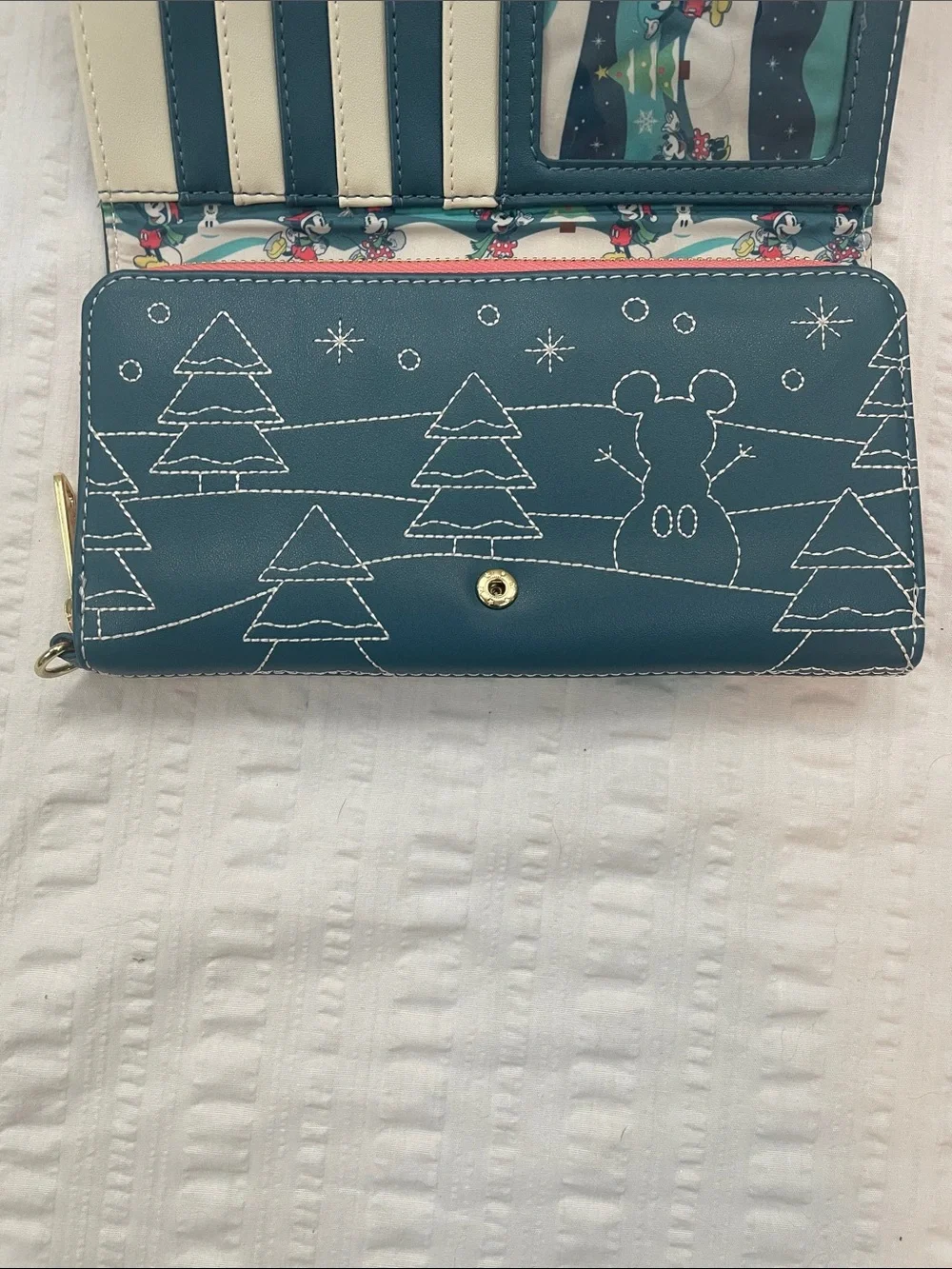 Loungefly Disney Mickey & Minnie Sledding Holiday Winter Wallet (NO Wristlet)